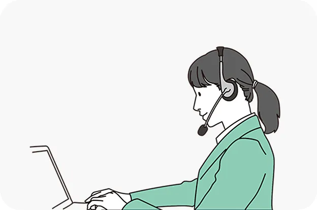 お客様と電話対応している事務員のイラスト